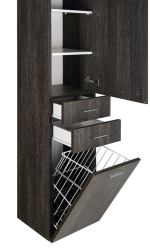 AQUALINE ZOJA állószekrény fiókkal, szennyeskosárral, 35x184x29cm, mali wenge 51231