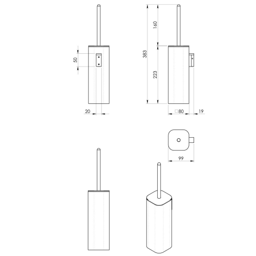 Sapho FLORI fali WC-kefe, króm 32330313