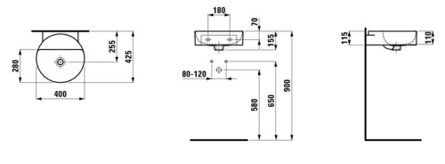 Laufen VAL 40x42,5 cm kézmosó csaplyuk nélkül, fehér LCC felülettel H815284001091