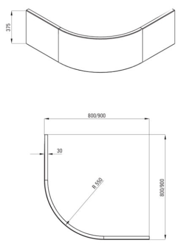 Deante Deep negyedköríves zuhanytálca előlap 90x90 cm KTD 041O