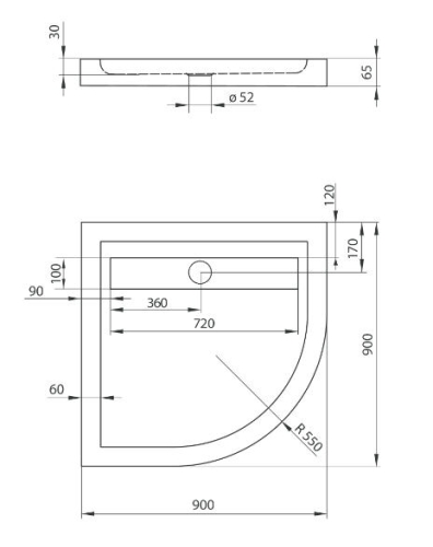 Deante Minimal Íves zuhanytálca lineáris lefolyóval 90x90 cm KTM 051B