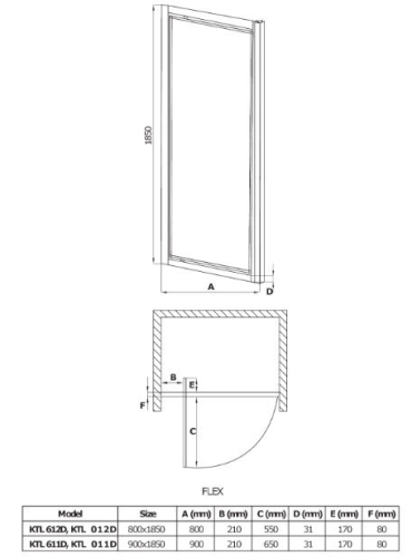Deante Flex zuhanyajtó 80 cm KTL 012D