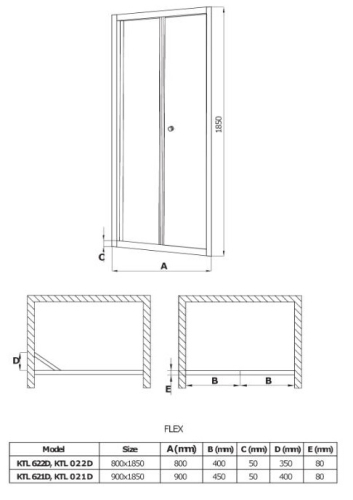 Deante Flex zuhanyajtó 80 cm, savmart üveg KTL 622D