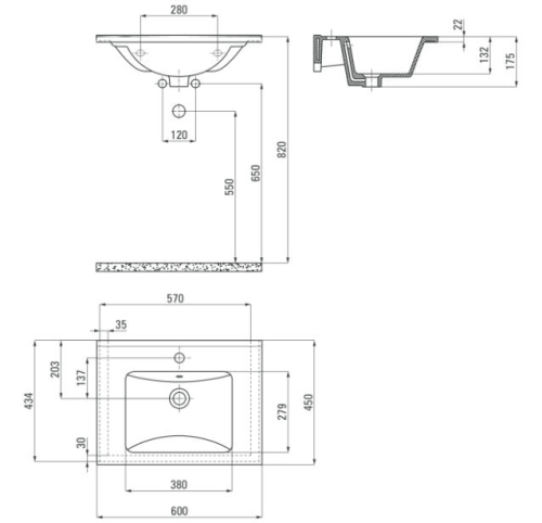 Deante Floks 60x45 cm pultba süllyesztett mosdó CDI 6U6M