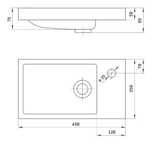 Deante Funkia 45x25 cm  kézmosó CDN 6U4M