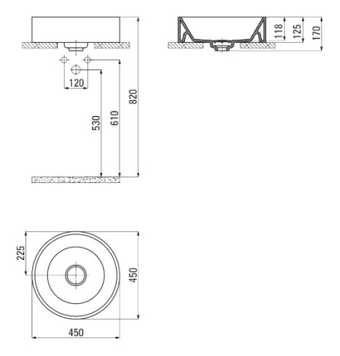 Deante Miran 45 cm pultra ültethető mosdó CDR 6U4S