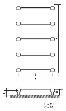 Radeco ESFERA ANTIK design fűrdőszobai csőradiátor (220 W, antik, 910x560 mm)