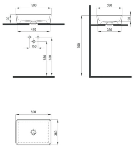 Deante Hiacynt 50x36 cm pultra ültethető mosdó CDH 6U5S