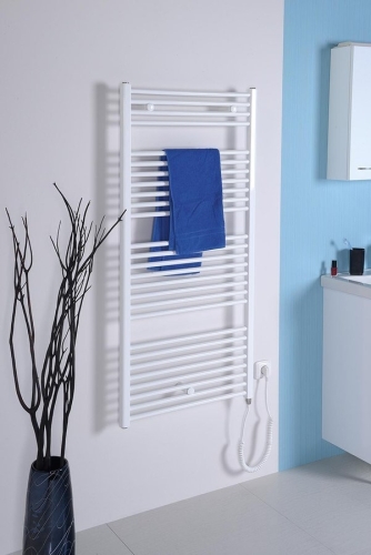 AQUALINE elektromos fürdőszobai radiátor fűtőpatronnal, egyenes, 450x960cm, 300W, fehér ILE94T