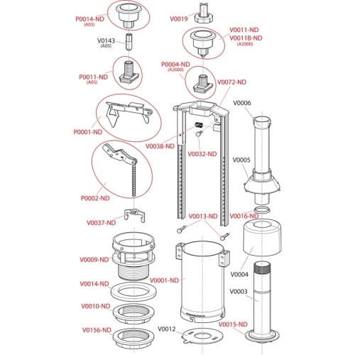 ALCA (Alcaplast) A05-CHROM Öblítőszelep magasított STOP gombos