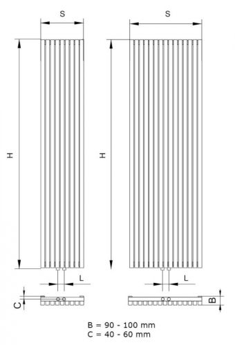 Radeco TORGET BIS 3 design fűrdőszobai radiátor (775 W, króm, 1200x334 mm)