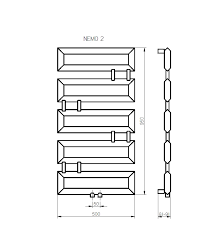 Radeco LENTO 1 (NEMO 1) design fűrdőszobai radiátor (281 W, 550x500 mm)