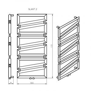 Radeco SLANT 2 design fűrdőszobai radiátor (525 W, 1133x500 mm)