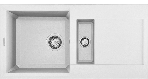 Elleci Easy 425 egy medence gyümölcsmosóval csepegtetővel gránit mosogató, G68 Bianco LGY42568