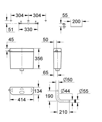 Grohe falon kívüli wc öblítőtartály 37355SH0
