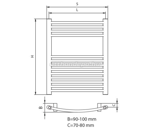 Radeco ADAMO 1 T CR design fűrdőszobai radiátor (281 W, króm, 700x500 mm)