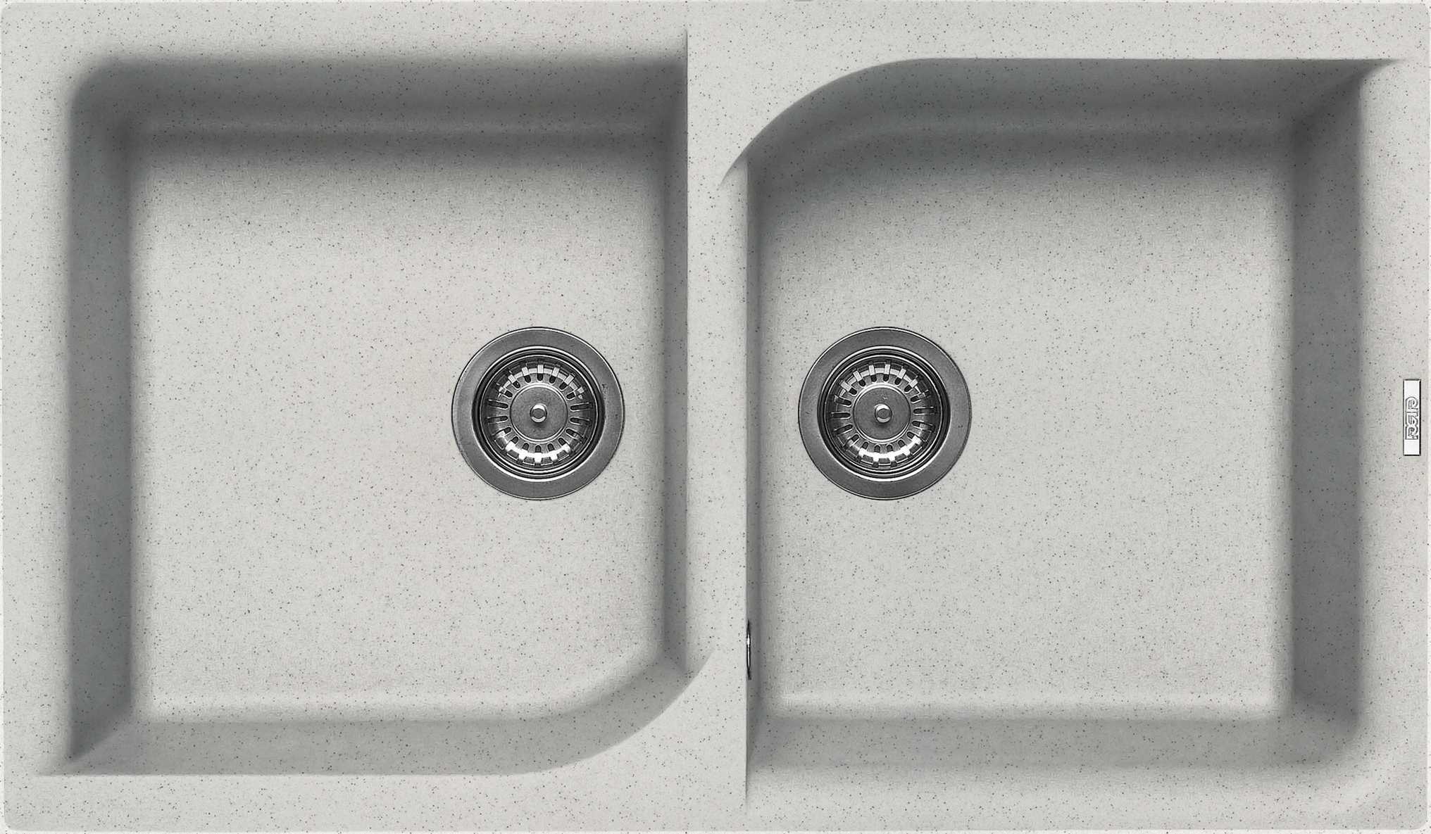 Elleci Ego 450 két medencés gránit mosogató, G52 Bianco Pietra LGE45052