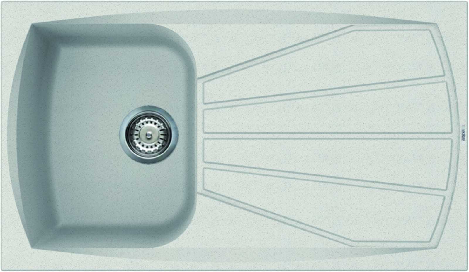 Elleci Living 400 egy medence csepegtetővel gránit mosogató, G52 Bianco Pietra LGL40052