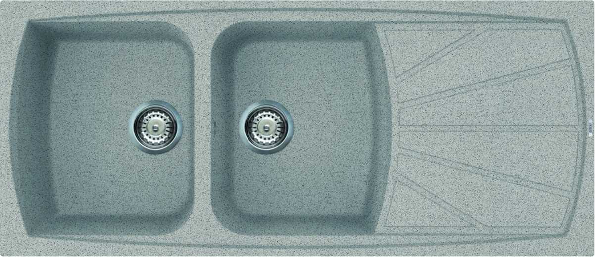 Elleci Living 500 két medence csepegtetővel gránit mosogató, G55 Grigio Pietra LGL50055