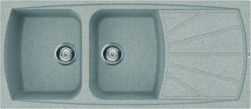 Elleci Living 500 két medence csepegtetővel gránit mosogató, G55 Grigio Pietra LGL50055
