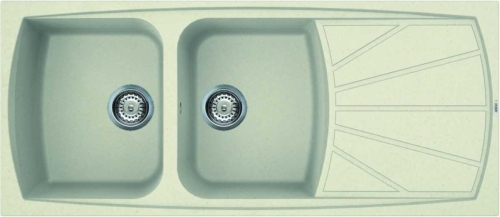 Elleci Living 500 két medence csepegtetővel gránit mosogató, G62 Bianco Antico LGL50062