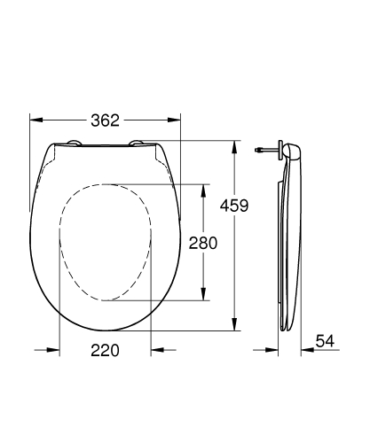 Grohe 38528001 szerelő elem kompletten nyomólappal, perem nélküli wc-vel, ülőkével SSB4N
