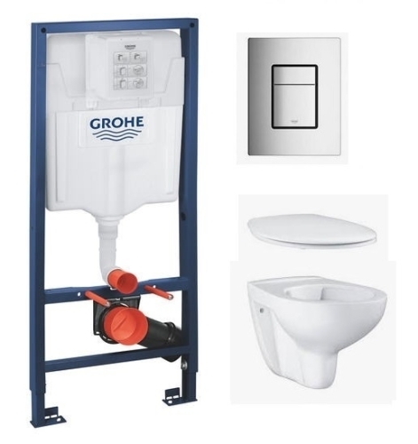 Grohe 38528001 szerelő elem kompletten nyomólappal, perem nélküli wc-vel, ülőkével SSB4N