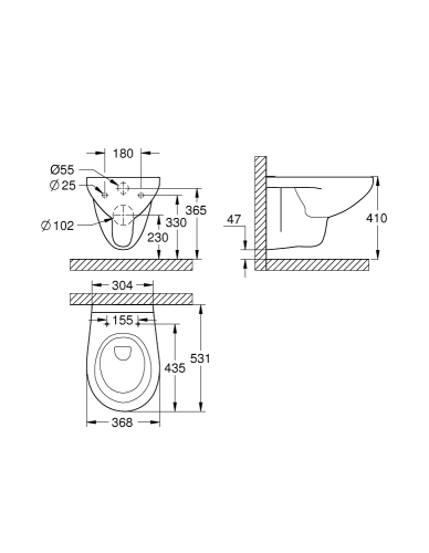 Grohe 38528001 szerelő elem kompletten nyomólappal, perem nélküli wc-vel, lassú záródású ülőkével SSB5N