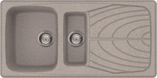 Elleci Master 475 egy medence gyümölcsmosóval, csepegtetővel gránit mosogató, G55 Grigio Pietra LGM47555