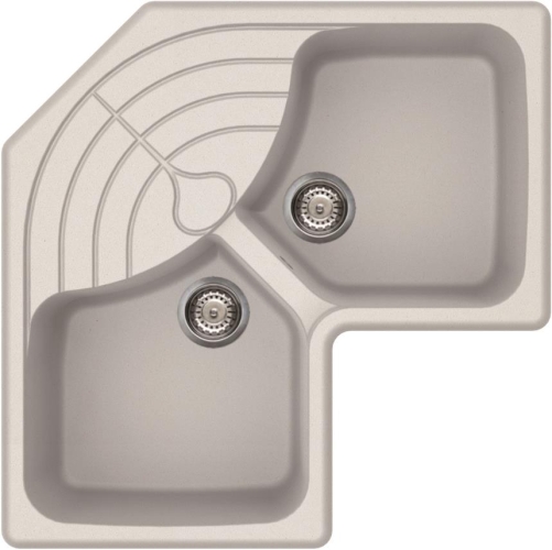 Elleci Master CORNER sarok gránit mosogató, G68 Bianco LGMCOR68