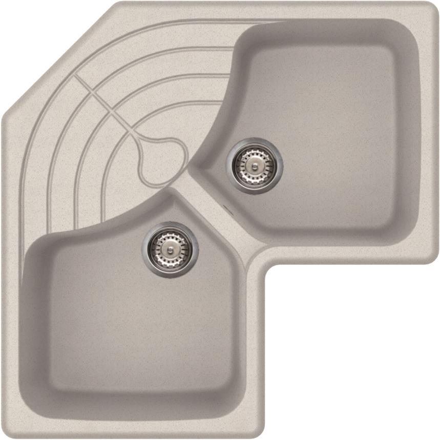 Elleci Master CORNER sarok gránit mosogató, G52 Bianco Pietra LGMCOR52