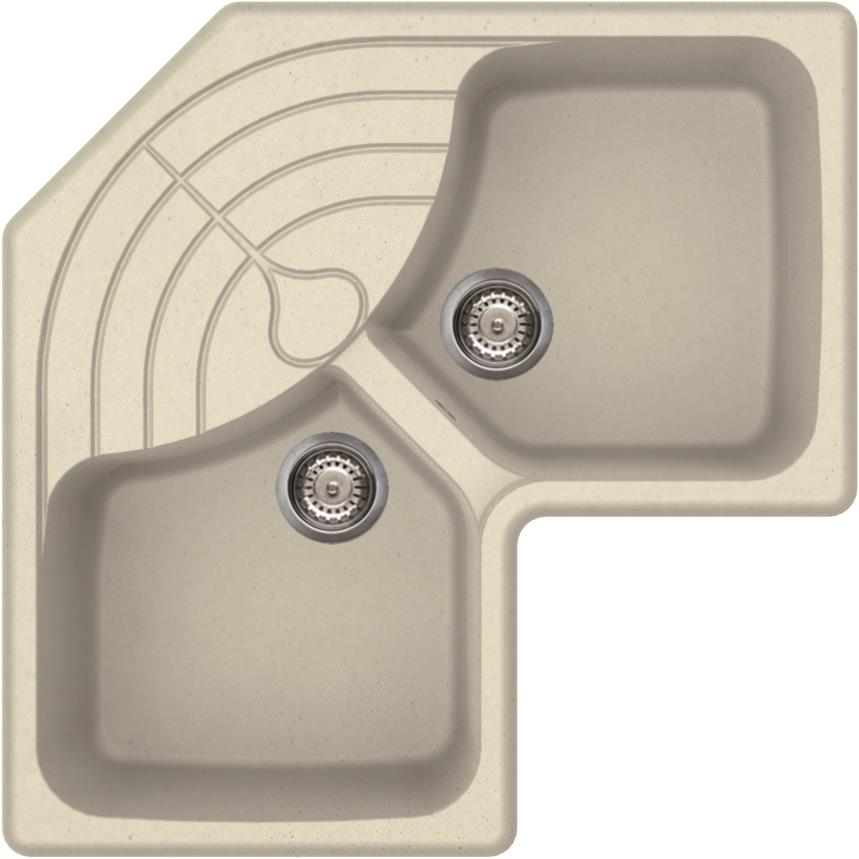 Elleci Master CORNER sarok gránit mosogató, G62 Bianco Antico LGMCOR62