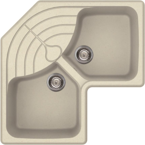 Elleci Master CORNER sarok gránit mosogató, G62 Bianco Antico LGMCOR62