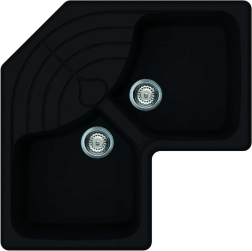 Elleci Master CORNER sarok gránit mosogató, G40 Nero LGMCOR40