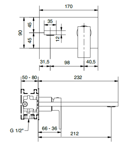 Bugnatese TETRIS Fali mosdó csaptelep 21 cm kifolyóval klikk-klakk leeresztővel, szálcsiszolt nikkel szín 9147SCNS