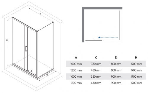 Niwell Lia zuhanyfal MILLA zuhanyajtóhoz 80 cm NWZO-LIA80