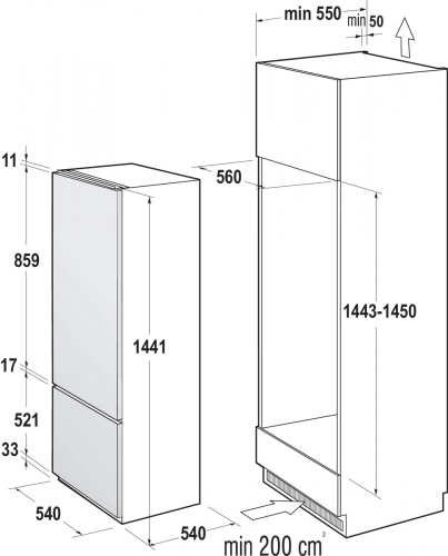 Gorenje beépíthető kombinált hűtőszekrény RKI4151P1 (733141)