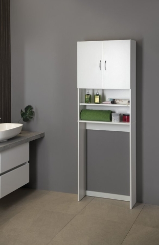 Sapho AQUALINE SIMPLEX ECO 63x190 cm állószekrény mosógép fölé, fehér SIME715