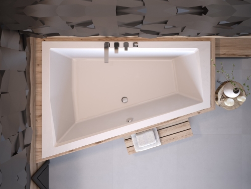 Besco INTIMA DUO SLIM 170x125 cm balos aszimmetrikus kád, fehér WAID-170-SL