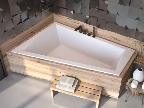 Besco INTIMA DUO SLIM 180x125 cm balos aszimmetrikus kád, fehér WAID-180-SL