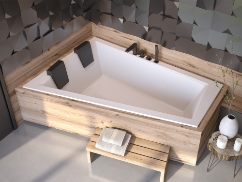 Besco INTIMA DUO SLIM 180x125 cm balos aszimmetrikus kád, fehér WAID-180-SL