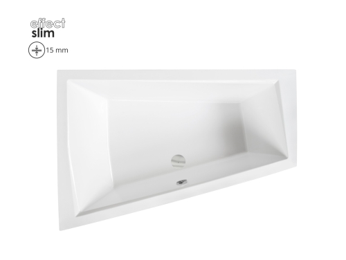 Besco INTIMA DUO SLIM 180x125 cm balos aszimmetrikus kád, fehér WAID-180-SL