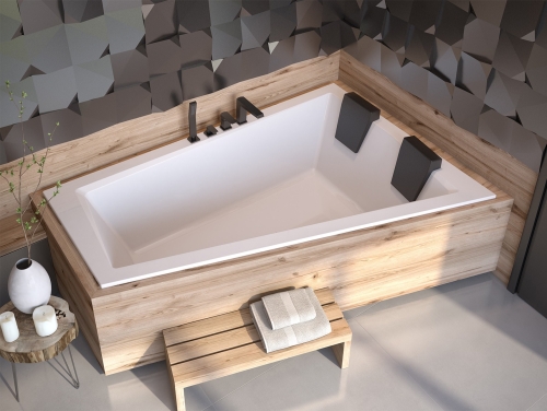 Besco INTIMA DUO SLIM 170x125 cm jobbos aszimmetrikus kád, fehér WAID-170-SP