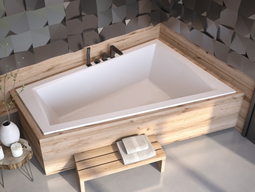 Besco INTIMA DUO SLIM 180x125 cm jobbos aszimmetrikus kád, fehér WAID-180-SP