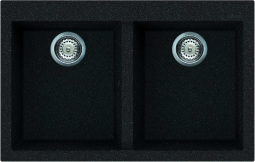 Elleci Quadra 350 két medencés gránit mosogató G54 Nero Pietra LGQ35054