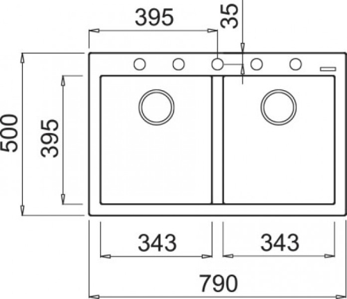 Elleci Quadra 350 két medencés gránit mosogató G55 Grigio Pietra LGQ35055
