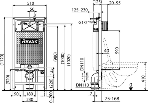 Ravak G II fal mögé szerelhető WC tartály X01703