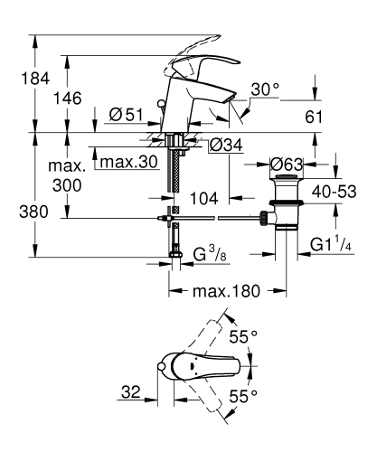 Grohe Eurosmart csaptelep szett SZP-GR5 (33265002, 33300002, 27799001)