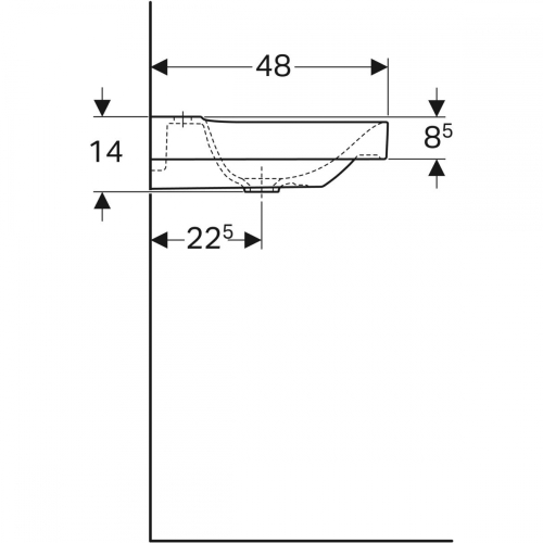 Geberit Xeno 90x48 cm KeraTect mosdó jobb oldali pakolófelülettel, fehér 500.533.01.1