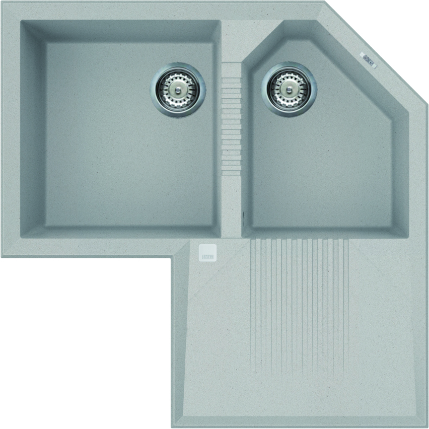 Elleci Tekno Corner sarok gránit mosogató, M79 Aluminum LMTCOR79